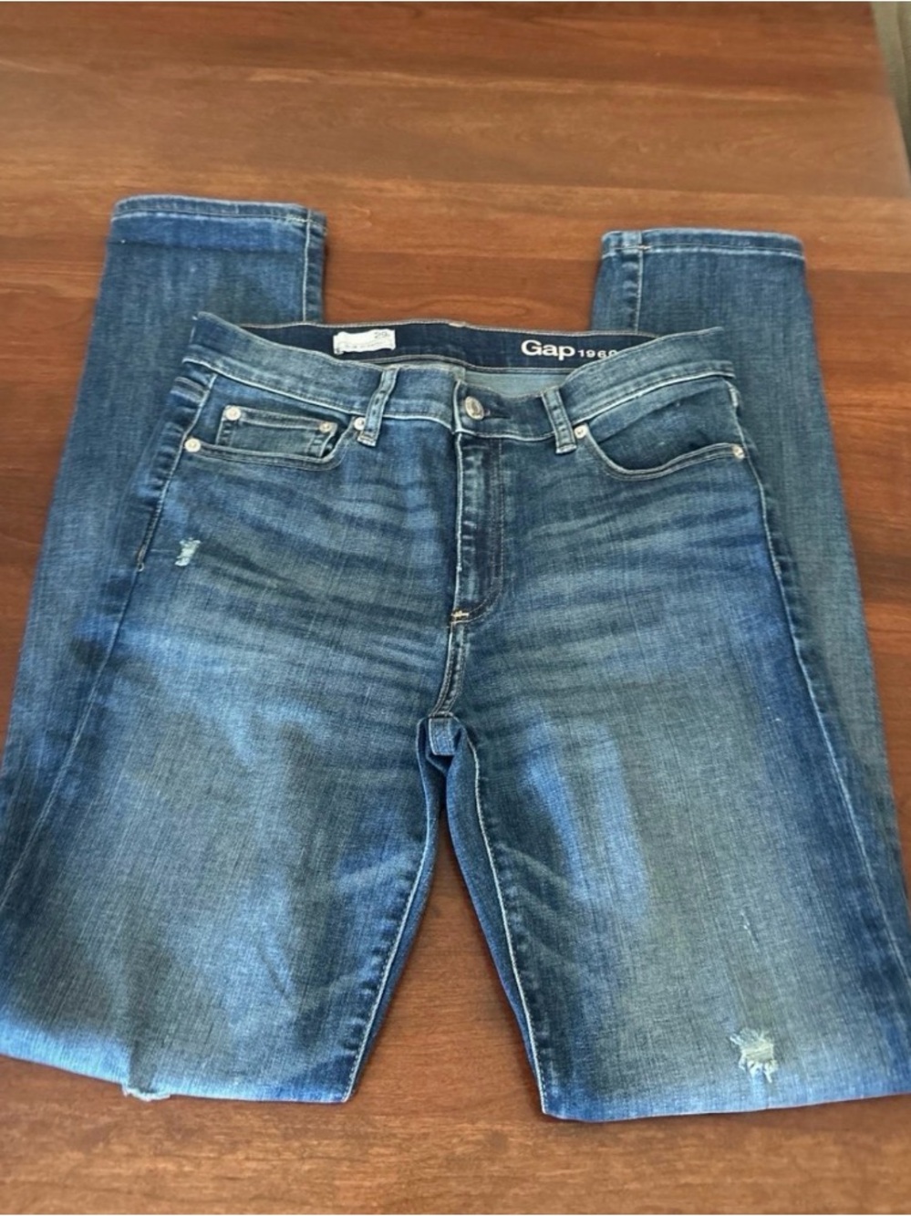 GAP 1969 Women’s Straight Leg Skinny Denim Jeans in Medium Blue Wash 12 R